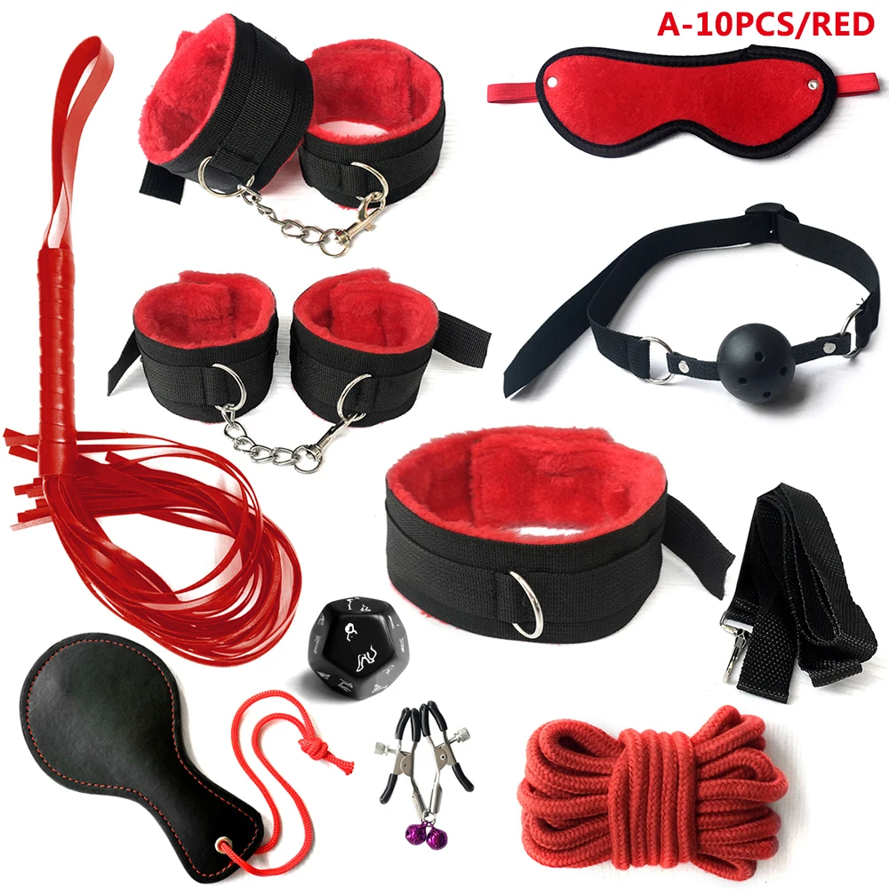 Party Games Couple - Leather BDSM Kit Handcuffs Sex Toys