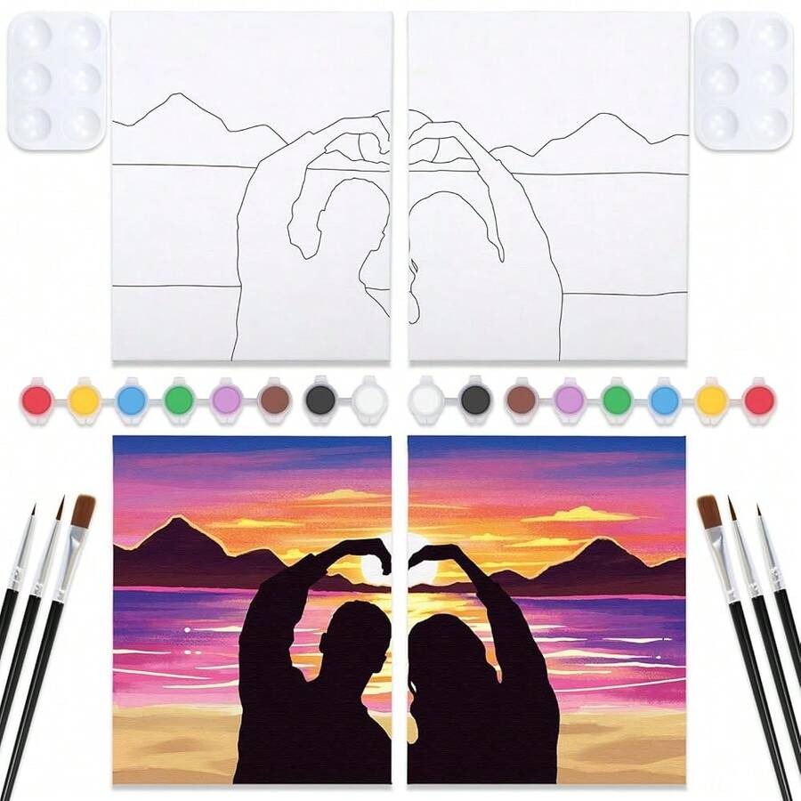 Party Games Couple - Pack Pre Drawn Canvas To Paint