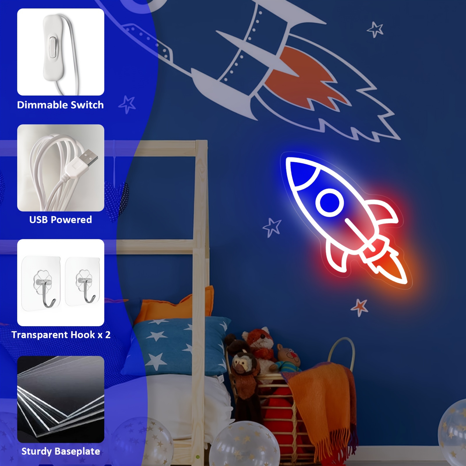Rocket Neon Sign, USB Powered  - Party Games Switch reseña y precio